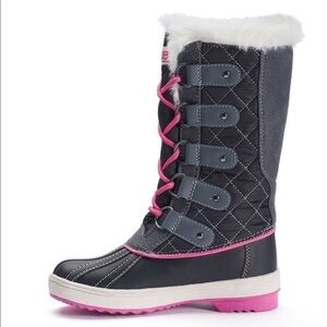 Totes Girls SIRI Black and Rose Water Resistant Boots Size 5